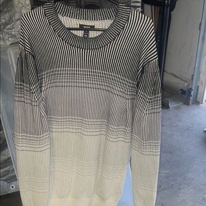 Alfani Men's Black and Cream Ombre Stripe Crewneck Sweater
